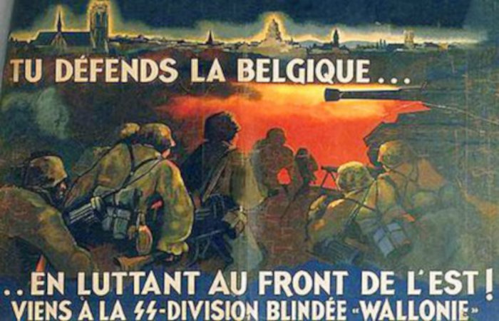 Nazi-propagandaposter tegen het goddeloze bolsjevisme